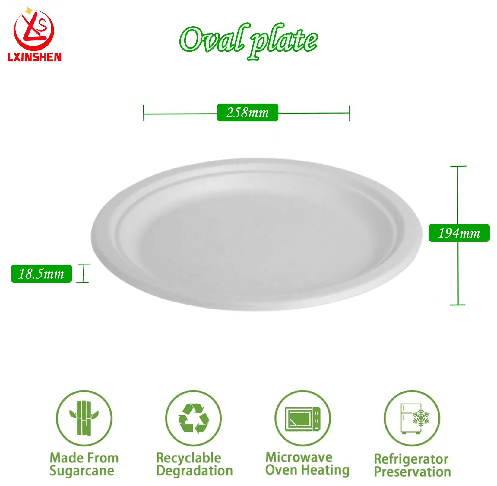 Tableware Sets Biodegradable sugarcane bagasse takeaway paper plate Food Container disposable oval party plate