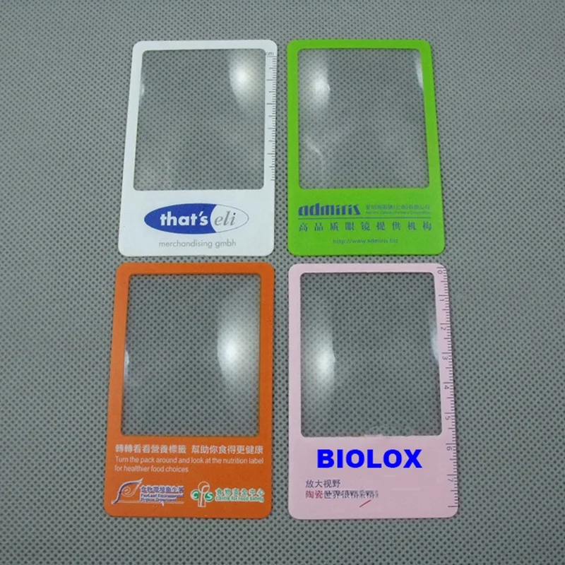 Customized Artwork Design Credit Card Size PVC Card Magnifier Business Card Promotional Gift Magnifying