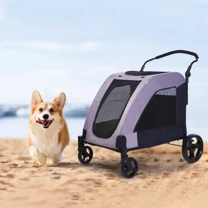 Wholesale dog stroller luxury 4 wheels pet Travel Trolley Dogs Cat Pet Trolley Detachable Travel Pet Stroller