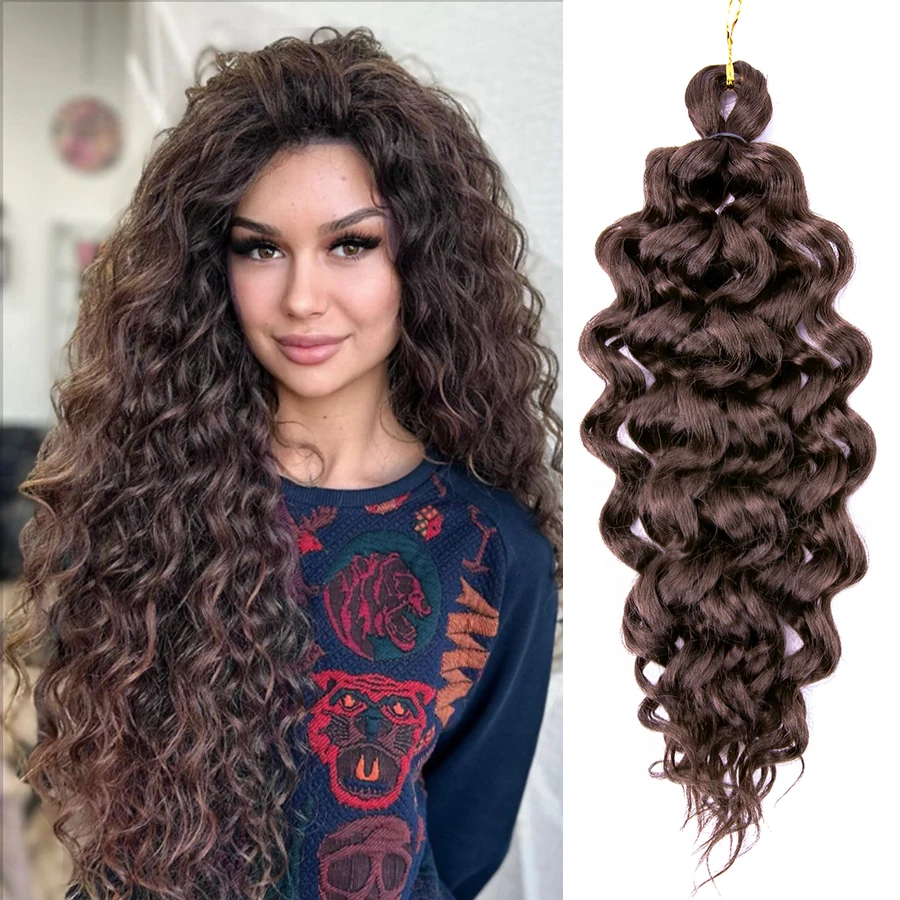 Synthetic Bohemian Crochet Braid Water Wave Crochet hair Extensions Ocean Wave 18inch Beach Hawaii Curl Crochet Hair for Women