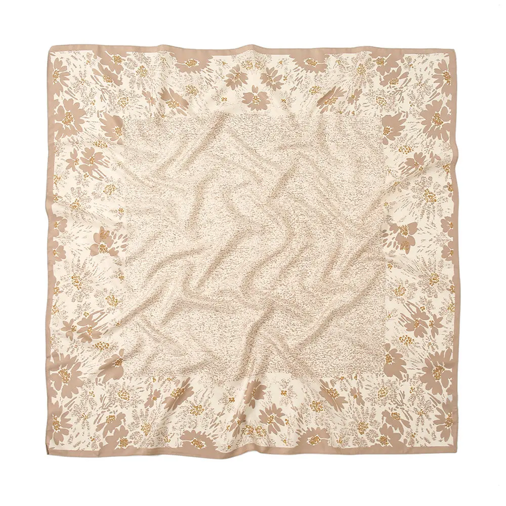 YOMO Hot Sale Muslim Women Fancy Hairband Printed Flower Slant Stripe Bandana Satin Silk Square Scarf Shawls