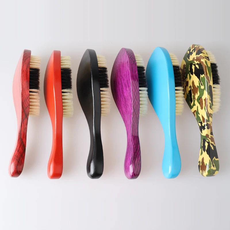 OEM beard care beard groooming kit wooden boar bristle curved wave beard brush