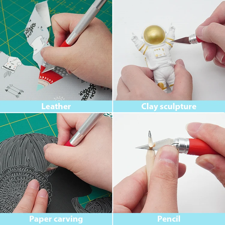 Hot selling common hobby precision carving craft knife aluminium TPR plastic pumpkin students scraping knife