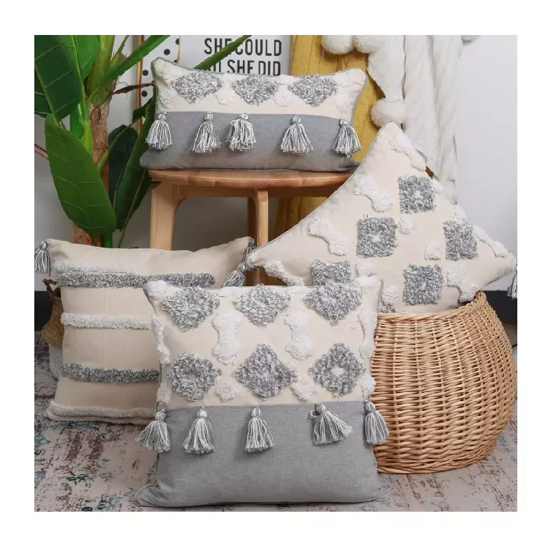 Innermor домашний декор boho подушки Марокко наволочка градиентный нейтрально-серый фильтр коллекции, Ретро стиль, хлопковая Наволочка на подушку, без каблуков с кисточками