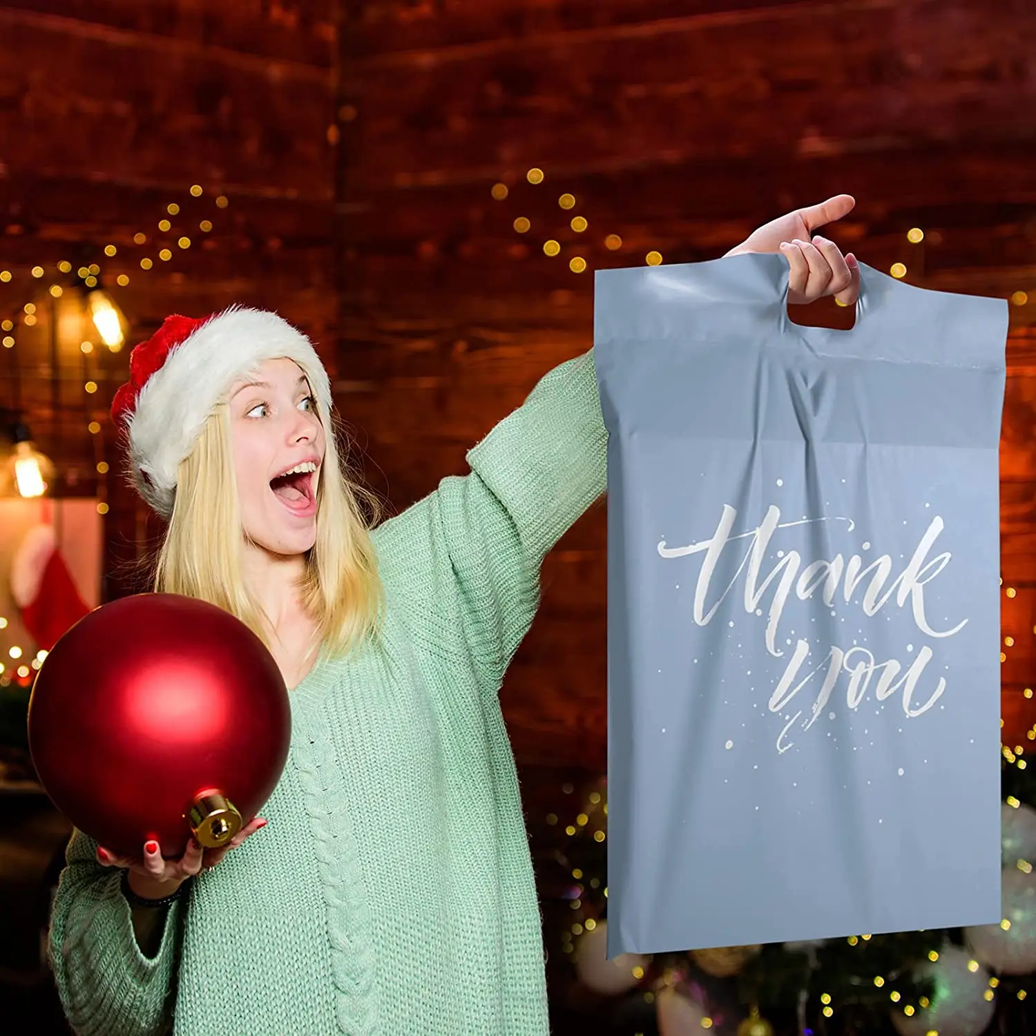 Eco-friendly thank you 10x13 poly PLA mailers 14.5 x 19 with Self Adhesive Easy to Carry Waterproof and Tear-Proof