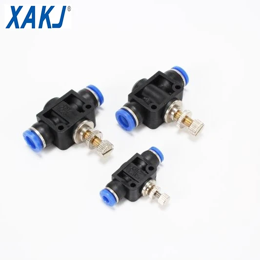 XAKJ PA Air Flow Speed Control Valve Plastic Blue pneumatic fittings Air Speed Controllers Push-to-connect tube fitting