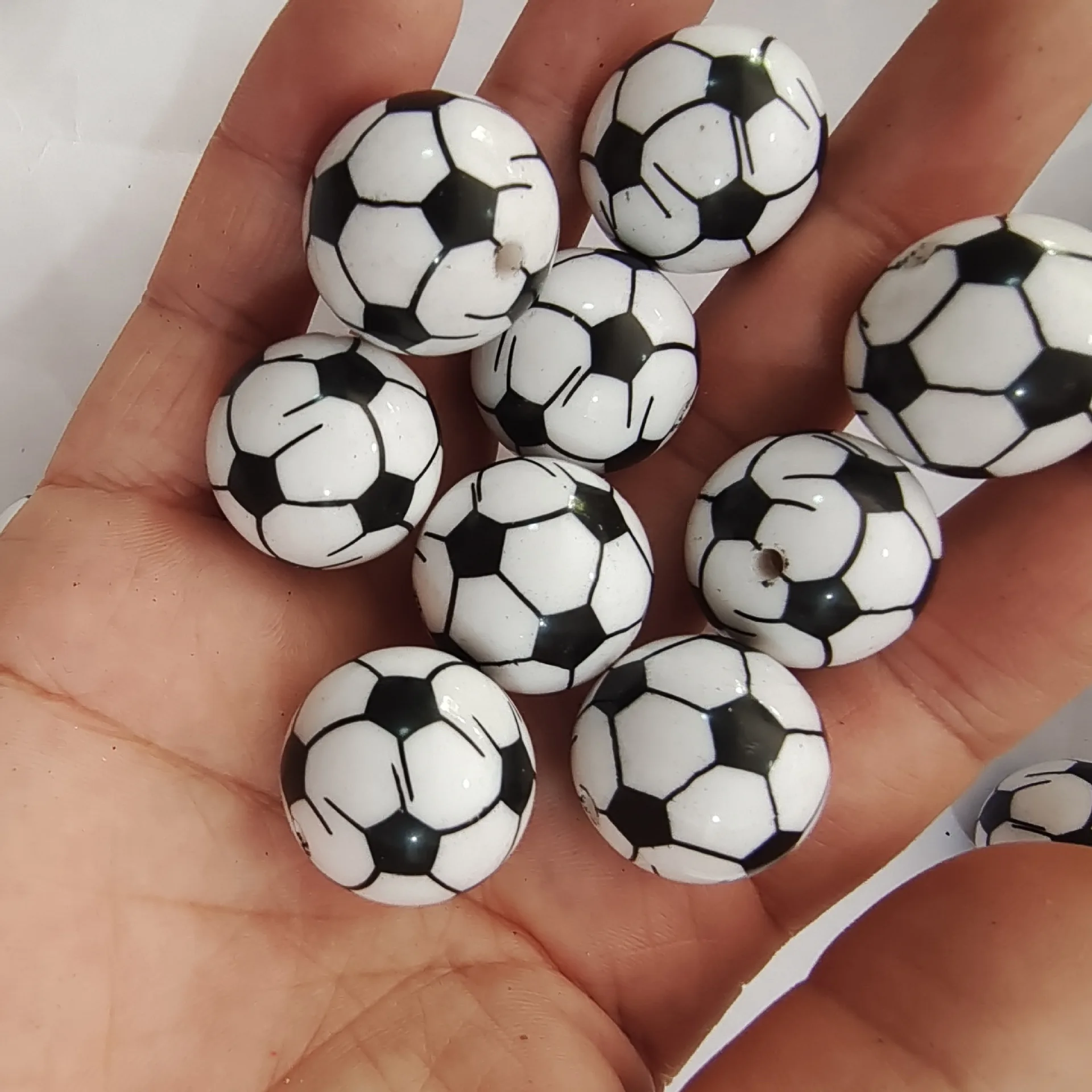 20 MM Chunky Gumball Beads Sport Soccer Beads Acrylic Print Bubblegum Beads For Jewelry Marking Bracelet Necklace