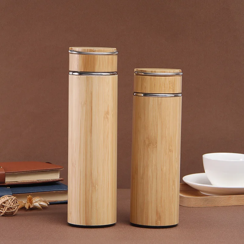 Bamboo Stainless Steel Bottle Austin 304 With Lid Double Wall Insulated Thermos Logo Customization Water Bottle