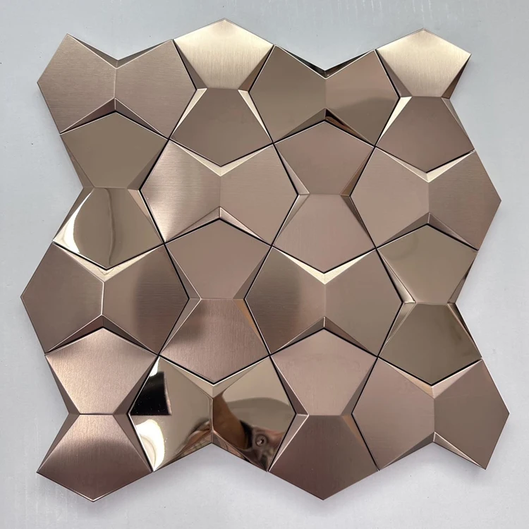 SANIPRO Wholesale Attractive Price Polish Brushed 3D Aluminum Alloy Metal Mosaic Backsplash Stainless Steel Bathroom Wall Tile