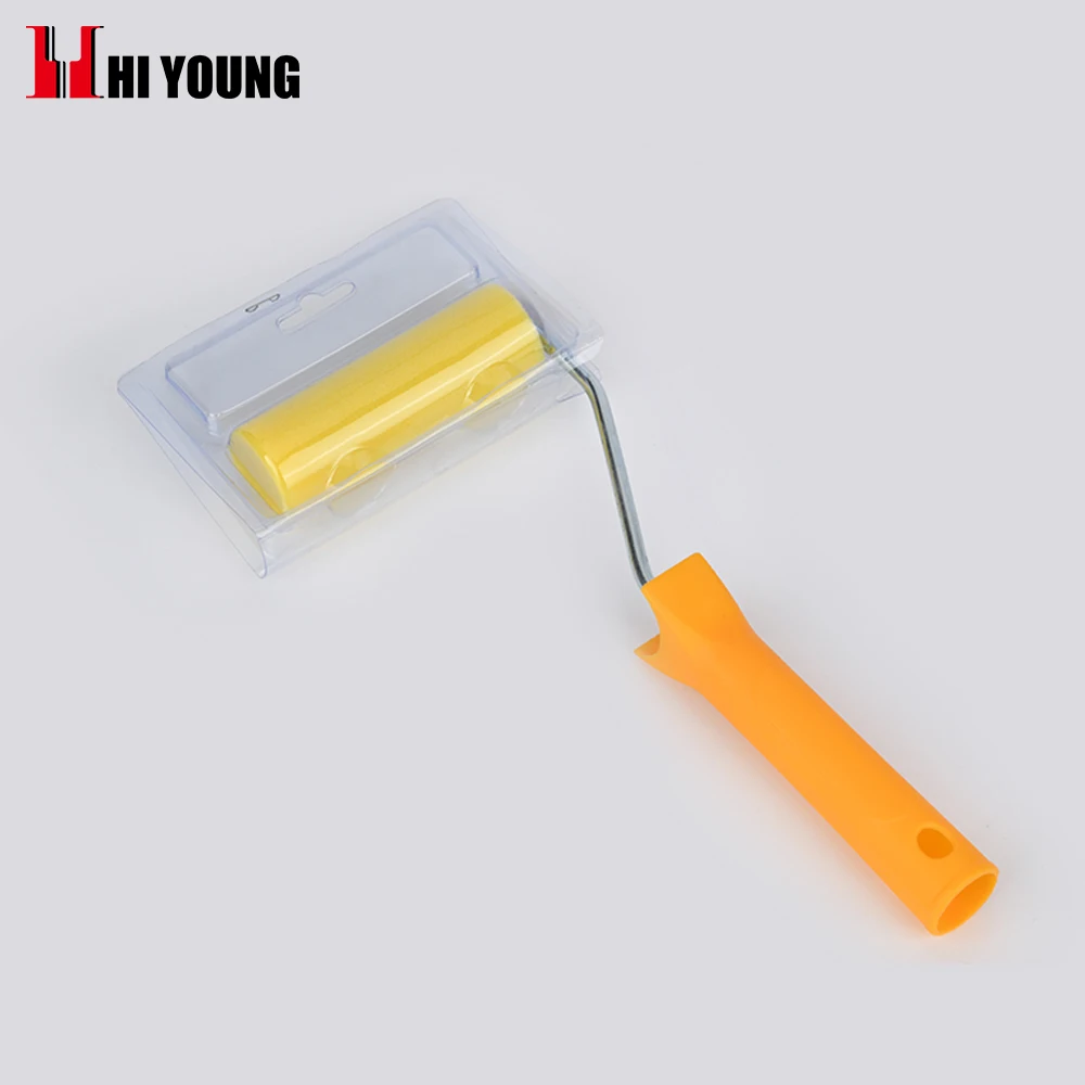 High-quality Single packed blister box yellow foam paint roller bracket mini home foam paint roller brush