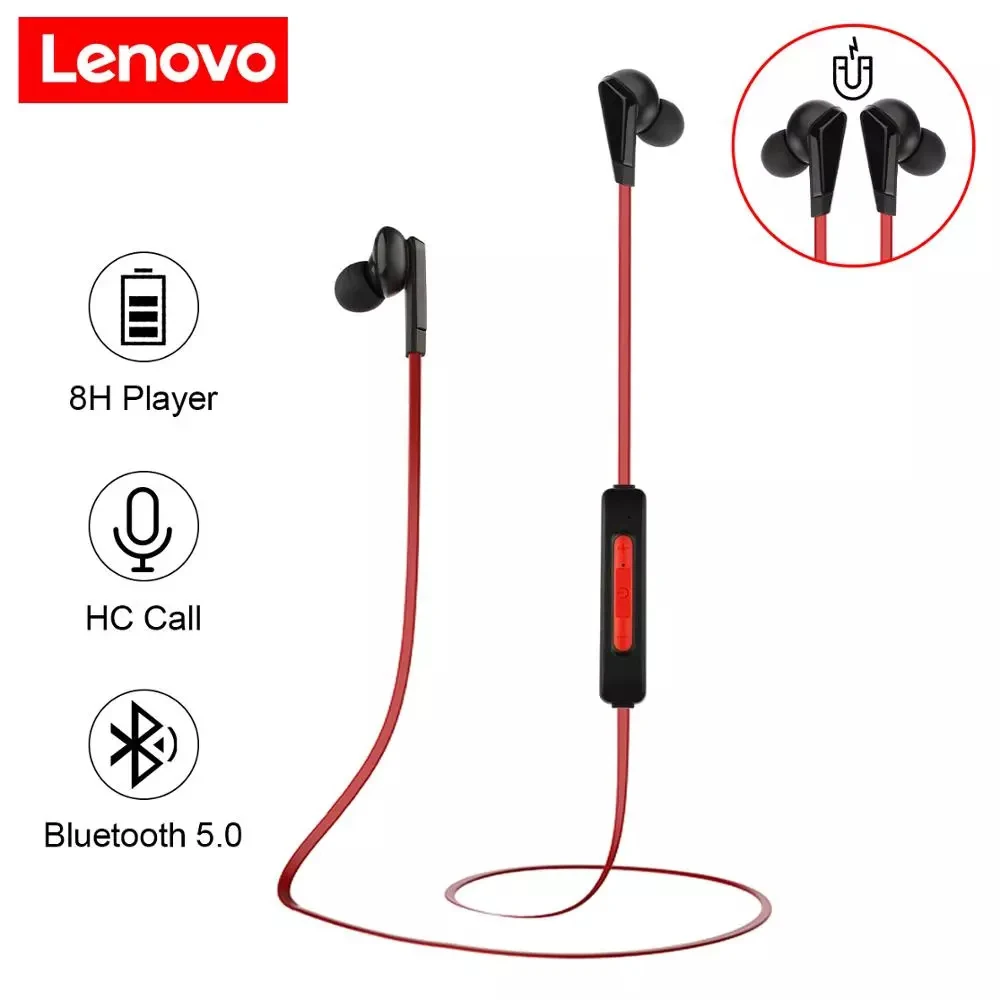 Original Lenovo HE01 Wireless Headphone Sports Earbuds Noise Cancelling Headsets hearing aid In-ear Neckband Earphones