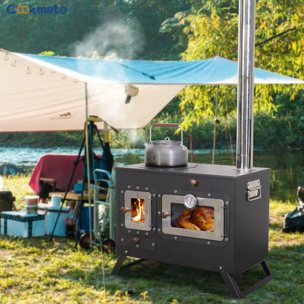 European Style Multifunctional Outdoor Cooking Wood Stove Large Warmer Heater Garden Wood Burning Stove with Oven