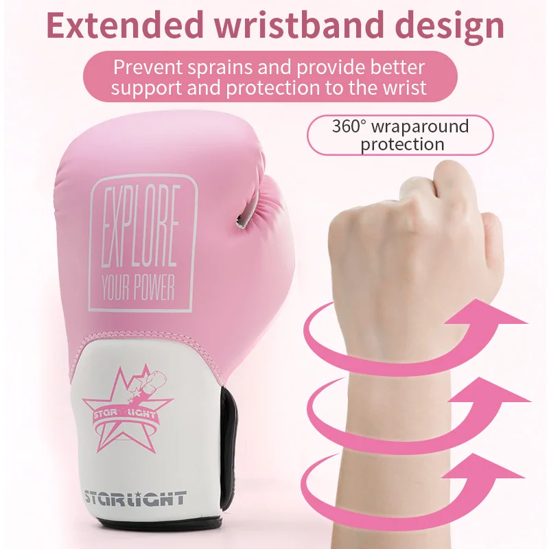 12oz 14oz Pink Purple PU Leather Custom Logo Boxing Gloves For womens mens