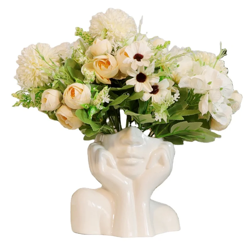 Nordic creative Ceramic Flower Vase Art Woman Body Shape Succulent Plant Pot Cabin Decor Tabletop floor vase For Living Room