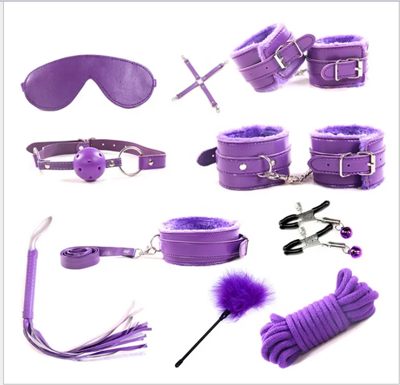 10 Pcs BDSM Slave Bondage Sex Toy PU Leather Hand Cuffs Ankle Cuffs Collar Exotic Roleplay Fetish Restraints for Couples