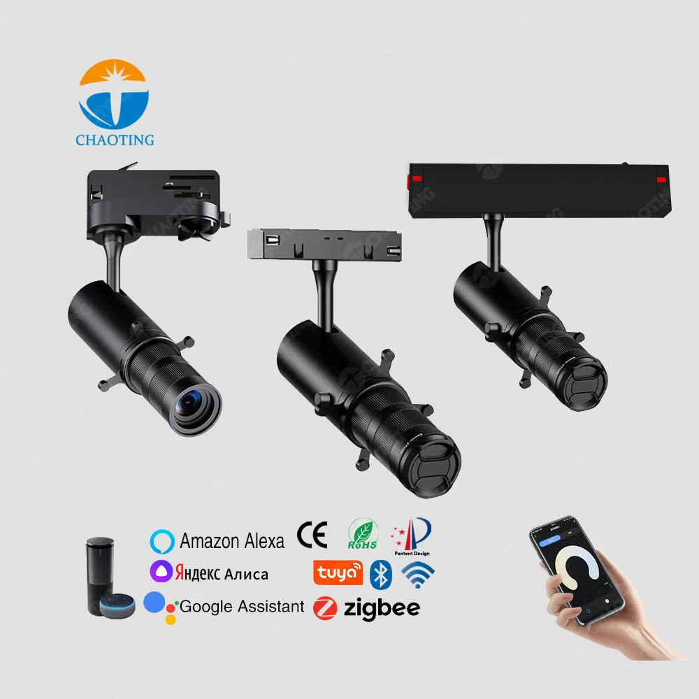Focus LOGO Lamp Cob Rail Zoomable Shapeable Cut Led Track Projector Lights For Museum Art Gallery Painting Exhibition Spot Light