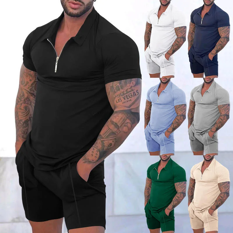 2023 new custom blank tracksuit summer short sleeve t shirt men s 2 piece casual shorts sets casual summer tracksuit set