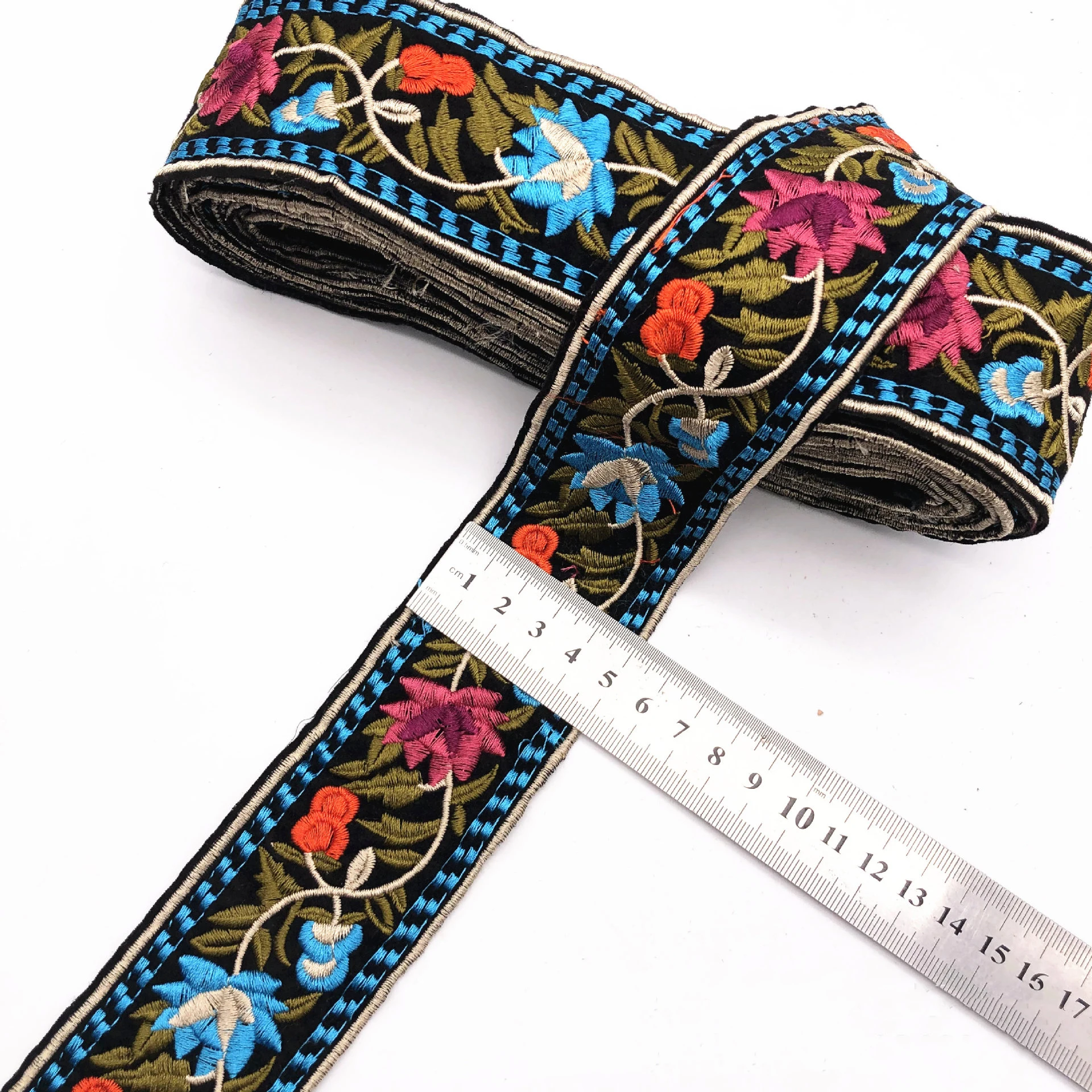 5CM Retro Ethnic Jacquard Ribbon Webbing Embroidery  Lace Sewing Trims Tribal  Fashion Decorative Webbing