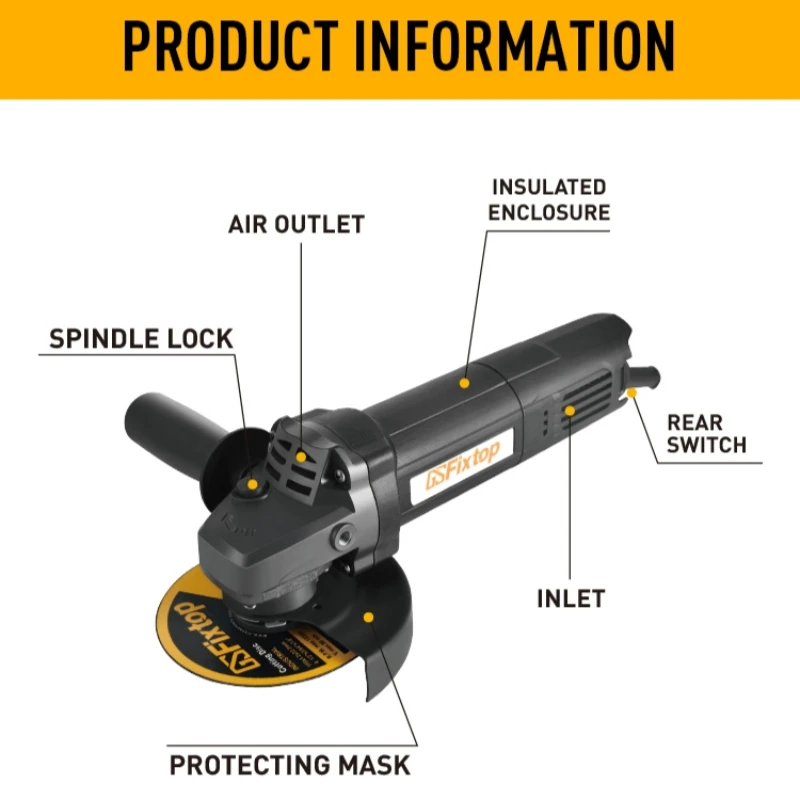 GSFixtop High quality 950W Electric Angle Grinder 115mm  Angle Grinder Machine