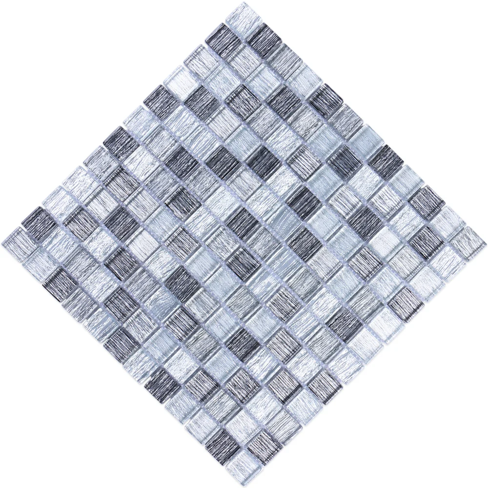 Hot sale mosaicos luxury black silver crystal glitter glass kitchen wall tiles mosaics