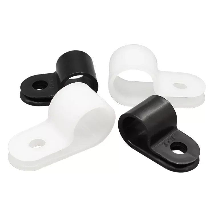Wholesale White Plastic Cable Holder Wire Fixing Clips Cover plastic R type wire clamp thick cable Ties 100PCS