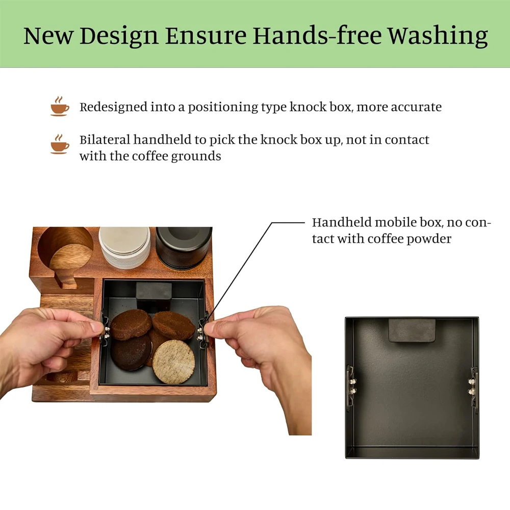 58mm Espresso Knock Box Coffee Machine Accessories Wooden Tool 51/53/54mm Tamping Distributor Station 4 in 1 Walnut Knock Box