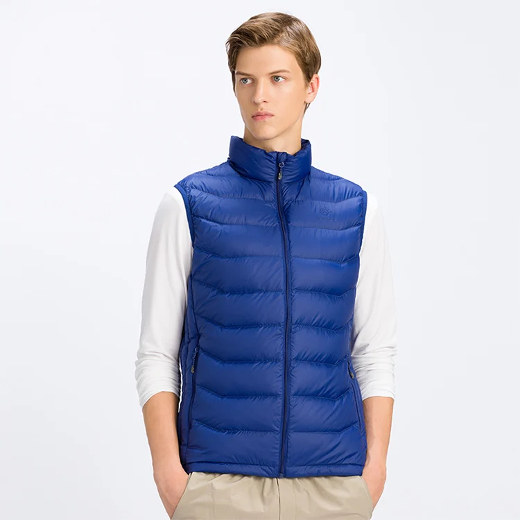 
OEM custom puffer vest lightweight man down vest with outside and inside pockets 