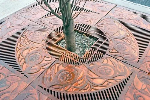 Corten стальные городские аксессуары дерево решетка для уличного