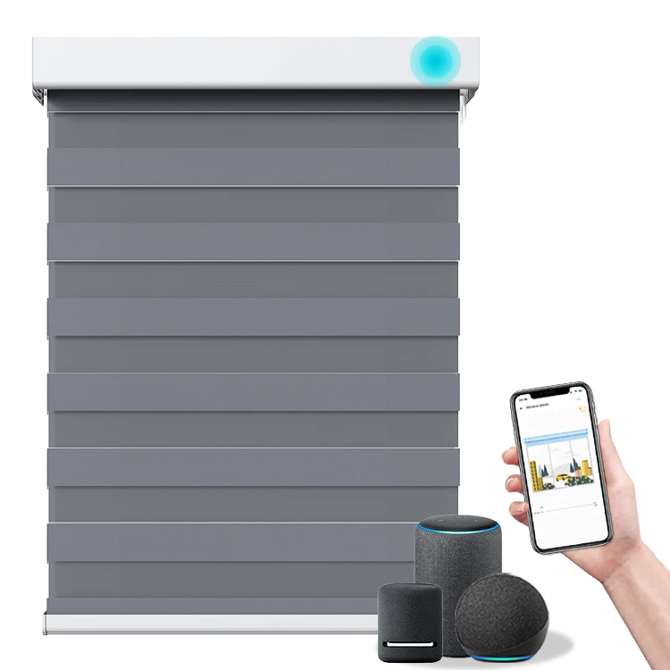 Hot Selling Electric Smart zigbee Tuya Automatic Double Layer Blackout Motorized Zebra Blinds For Window made in China