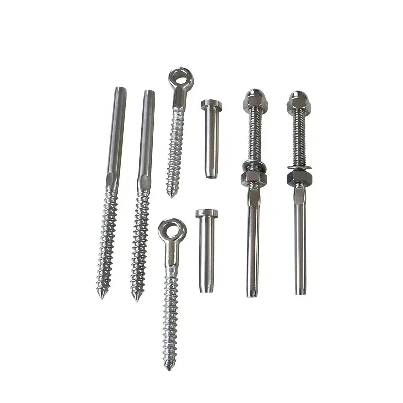 Stainless Steel Cable Railing Hardware Swage Threaded Stud Tension End Fitting Terminal For Wire Rope