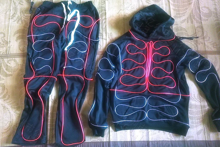 Fashion EL Suits LED Clothes Luminous Costumes Glowing Gloves Shoes Light Clothing Men EL Wire Dancer Clothes