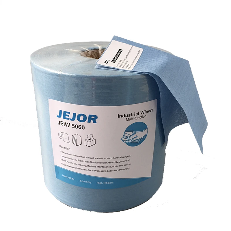 Industrial Cleaning Heavy Duty Lint Free Disposable 70% Cellulose 30% Polypropylene Blue Cleanroom Wiping Paper Jumbo Roll
