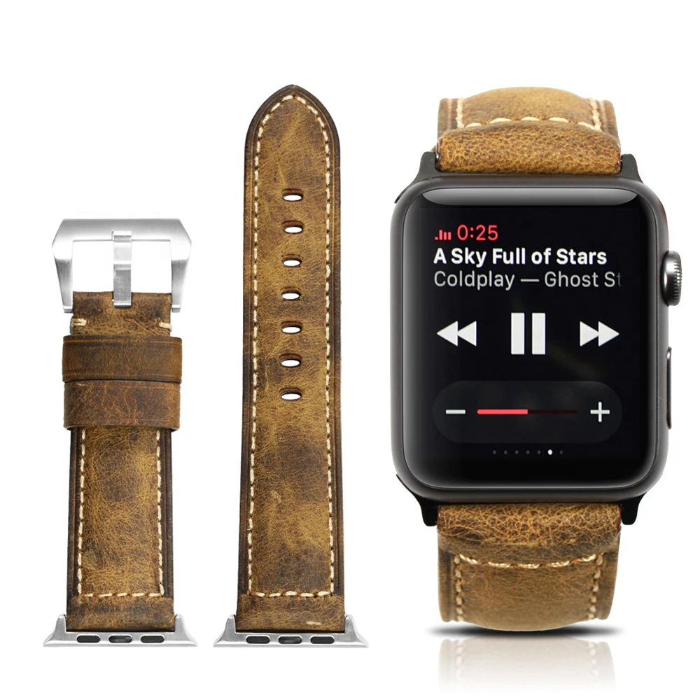 Crazy Horse Роскошный чехол-портмоне в ретро-стиле из натуральной кожи для Apple i Часы watch Series 5/4/3/2 ремешок 44 мм фабрика по производству