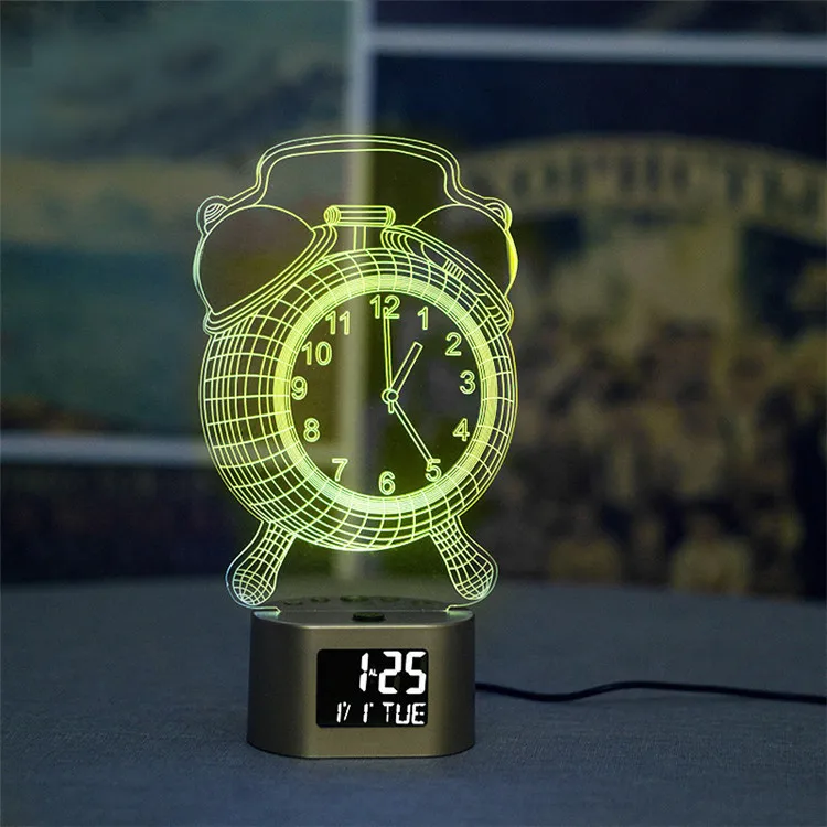 Clock night light 3D LED Night Light Base Creative 3D Signs illusion Night Lamp ABS LED Lighting Base for Acrylic