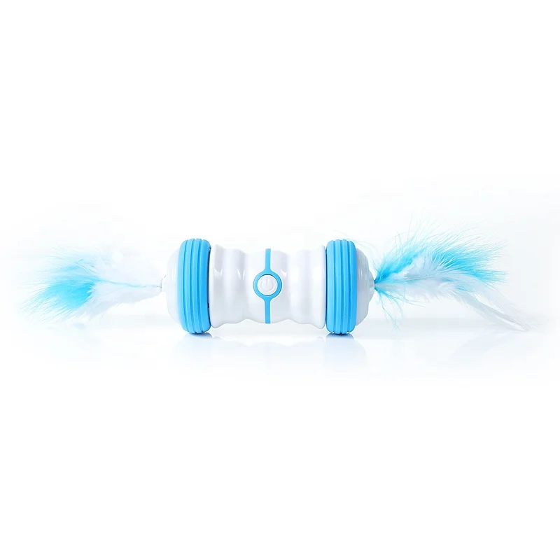 Kimpets Smart Electric Cat Toy USB Charging Multicolor Light Automatic Rolling Cat Toy with Feather