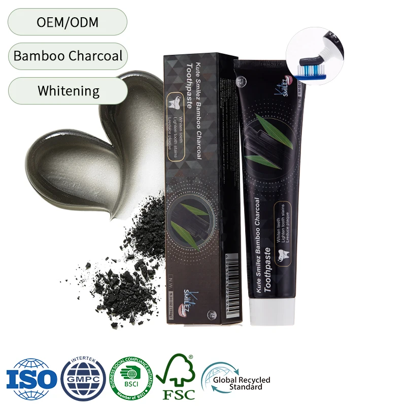 Bamboo Carbon Toothpaste Custom Fluoride Free Natural Activated Charcoal Mint Whitening Teeth Toothpaste Manufacturer