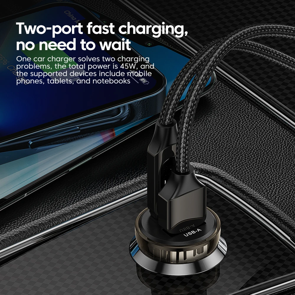 OEM wholesale price  dual port 2a fast charging usb adapter portable car charger volt usb charger