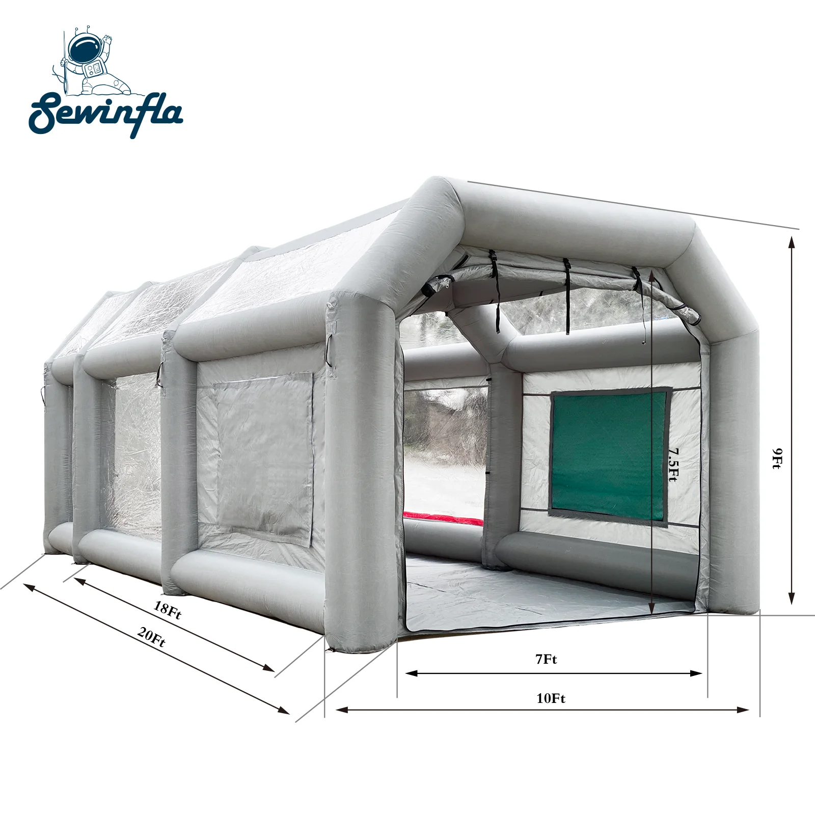 Sewinfla 2021 New Arrival Outdoor Pvc Inflatable Spray Paint Booth With Filter Netting
