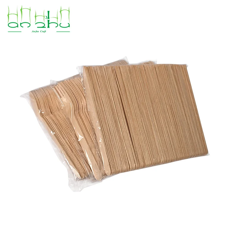 Eco-friendly Reusable Wood Cutlery 16CM Fork ,16CM Spoon, 16.5CM Knives Disposable Dinnerware Set With Cutlery