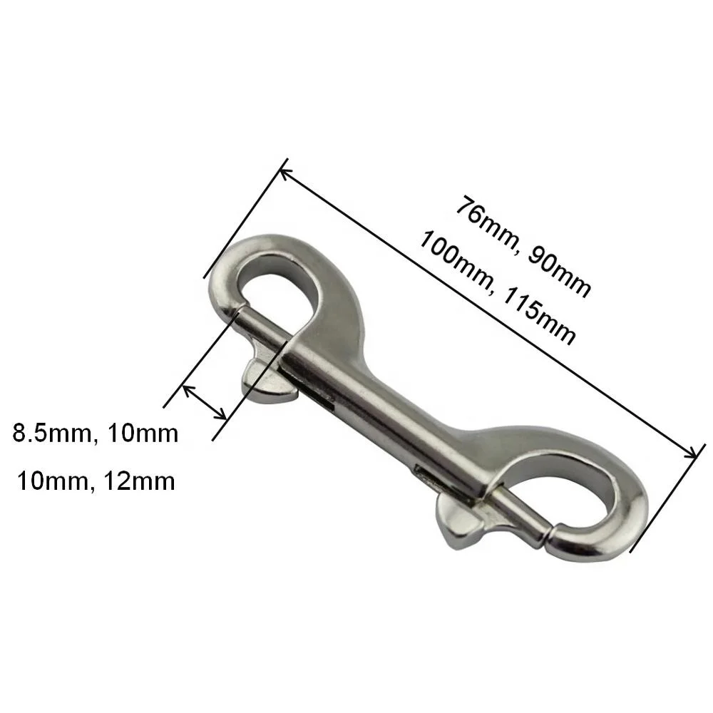 5PCS Marine Stainless Steel 316 Double End Bolt Snap Clips 90mm 100mm 115mm Heavy Duty Snap Hook For Sucba Diving Pet Chain