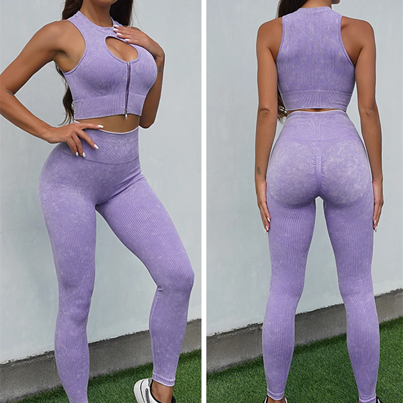 Бесшовный спортивный комплект для женщин, топ без рукавов, спортивный бюстгальтер, леггинсы в рубчик, шорты для йоги и фитнеса, быстросохнущие спортивные комплекты