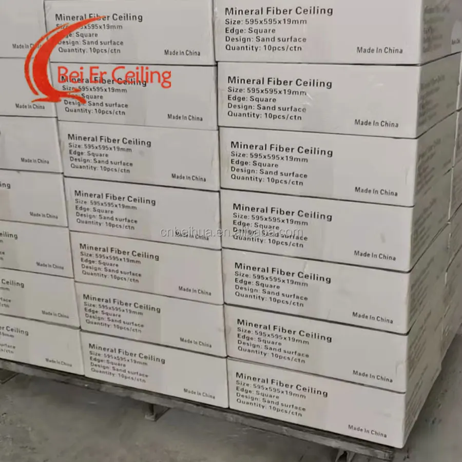 Beihua Factory Amusite Ceiling Tiles Price 14 mm Thick Tegular Edge Pin Hole Ceiling Board Mineral Fiber Panel