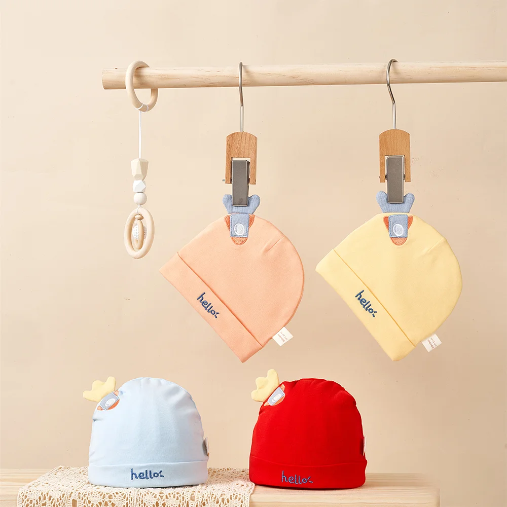 0-6 Month Hot Sale Boneless Cartoon Pattern Winter Warm Newborn Baby Beanie Hat for Boys Girls Outdoor Travel-Pure Cotton