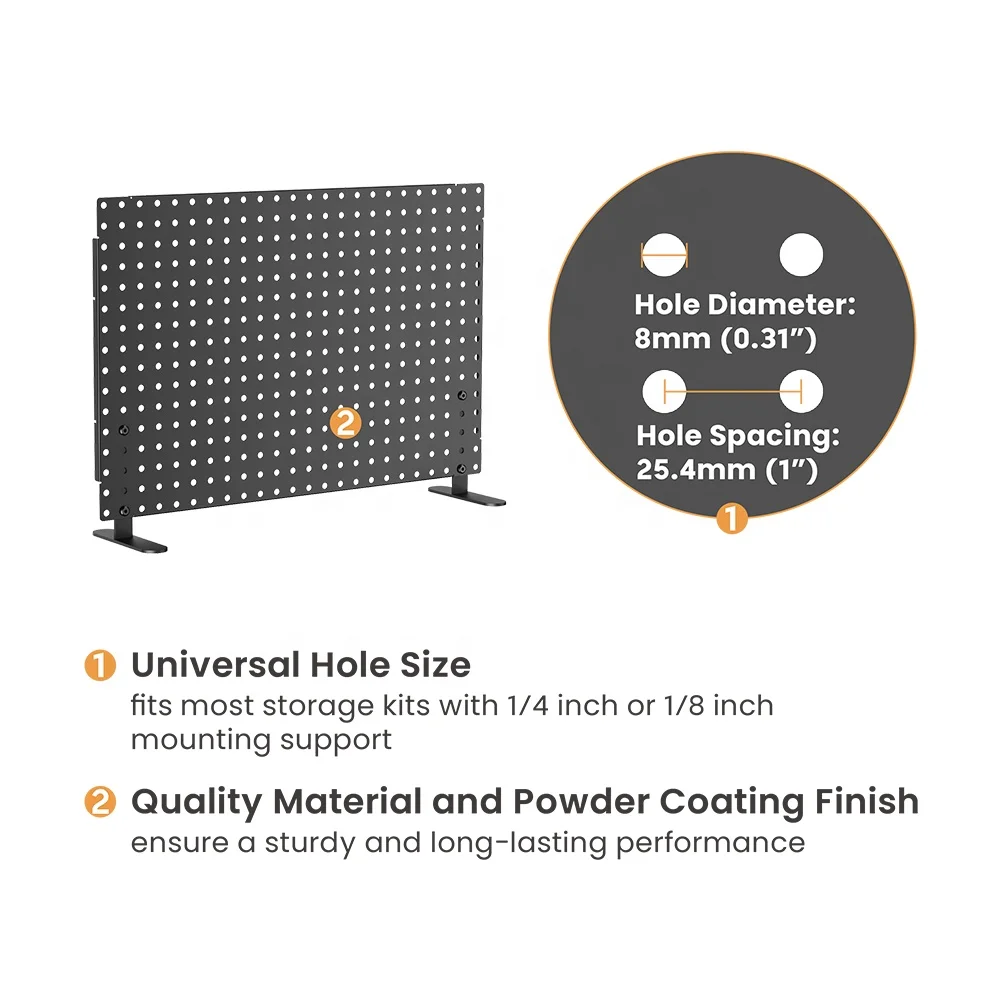 CSPB-002-S Freestanding Desk Large Pegboard Organizer Desktop Peg Board Manage Storage Organization