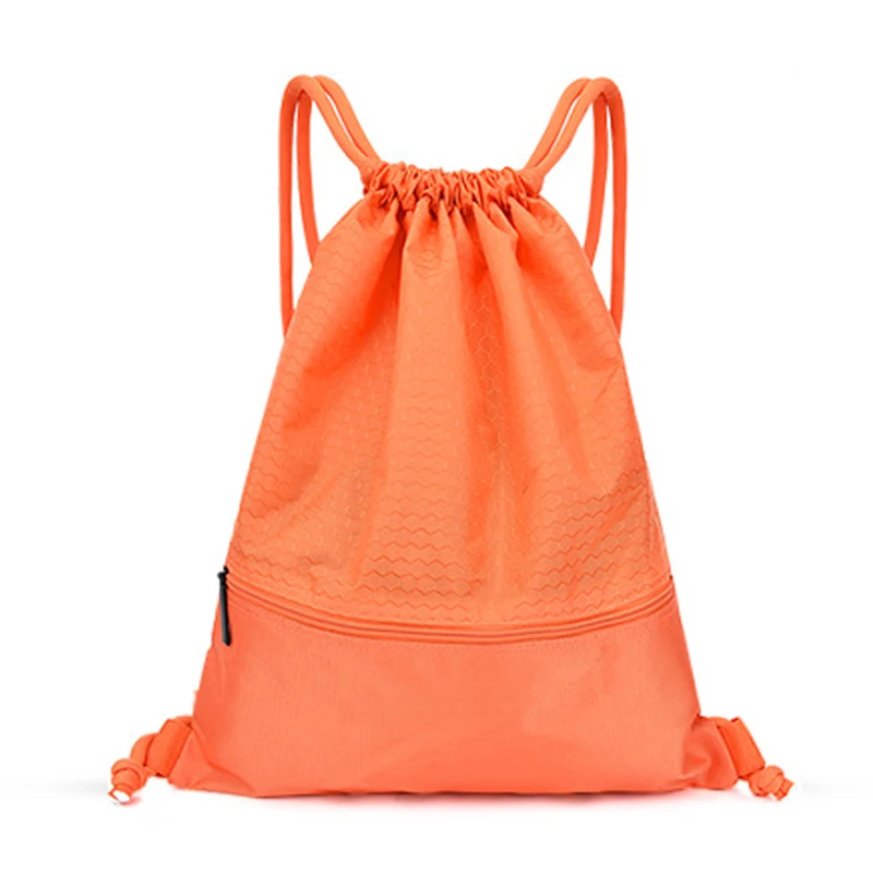 Custom Polyester Oxford Large Sports Drawstring Backpack Bag Gym String Cinch Sack with Pockets