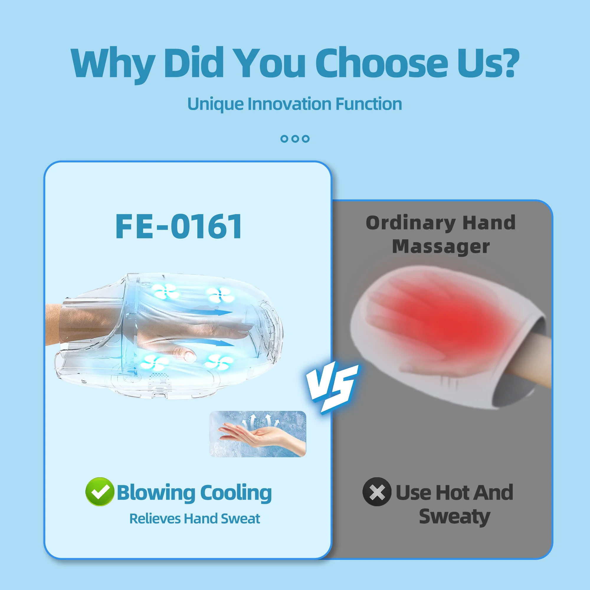 cooling wireless cordless vibrating shaped splints arthritis roller hand massage hand machine for hand with heat and compression