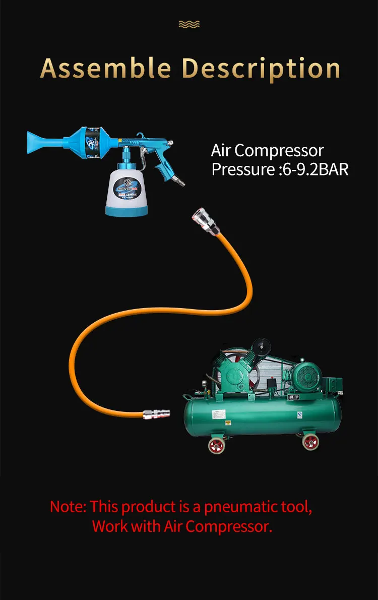 Auto shop car interior cleaning gun air pressure vehicle washer