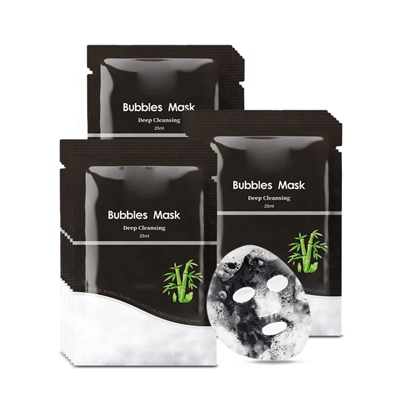 Oem Deep Cleaning Charcoal Facial Mask Sheet Pore Purifying Carbonated Oxygen Bubble Charcoal Peel Off Face Mask