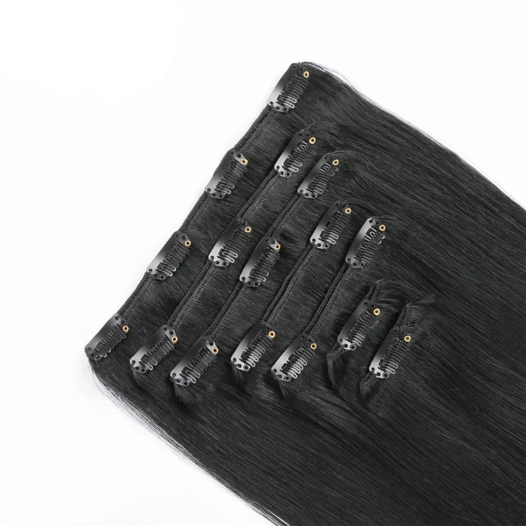 natural clip in cambodian human hair extensions, private label 100% virgin human hair clip in extensions for black women
