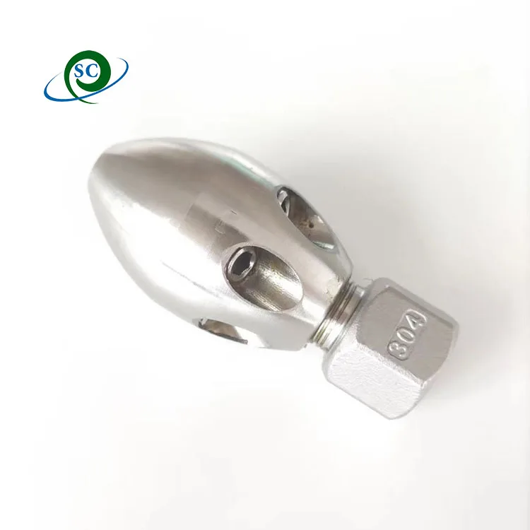SS high pressure water pipe cleaning  nozzle ceramic core tip 1front 6  Rear for sewer cleaning